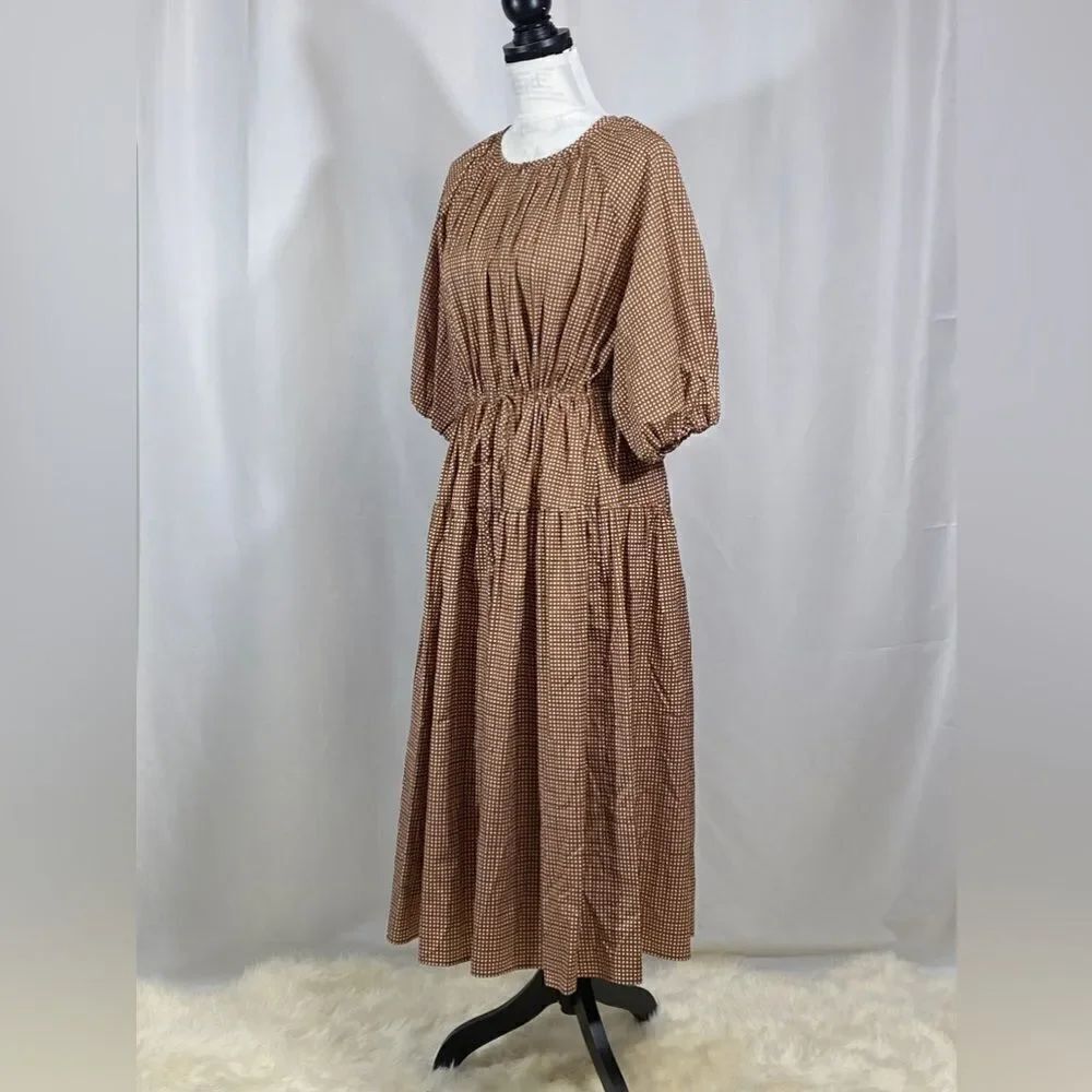 WEEKEND MAX MARA Lola Plaid Peasant Dress size 10 - Picture 8 of 12
